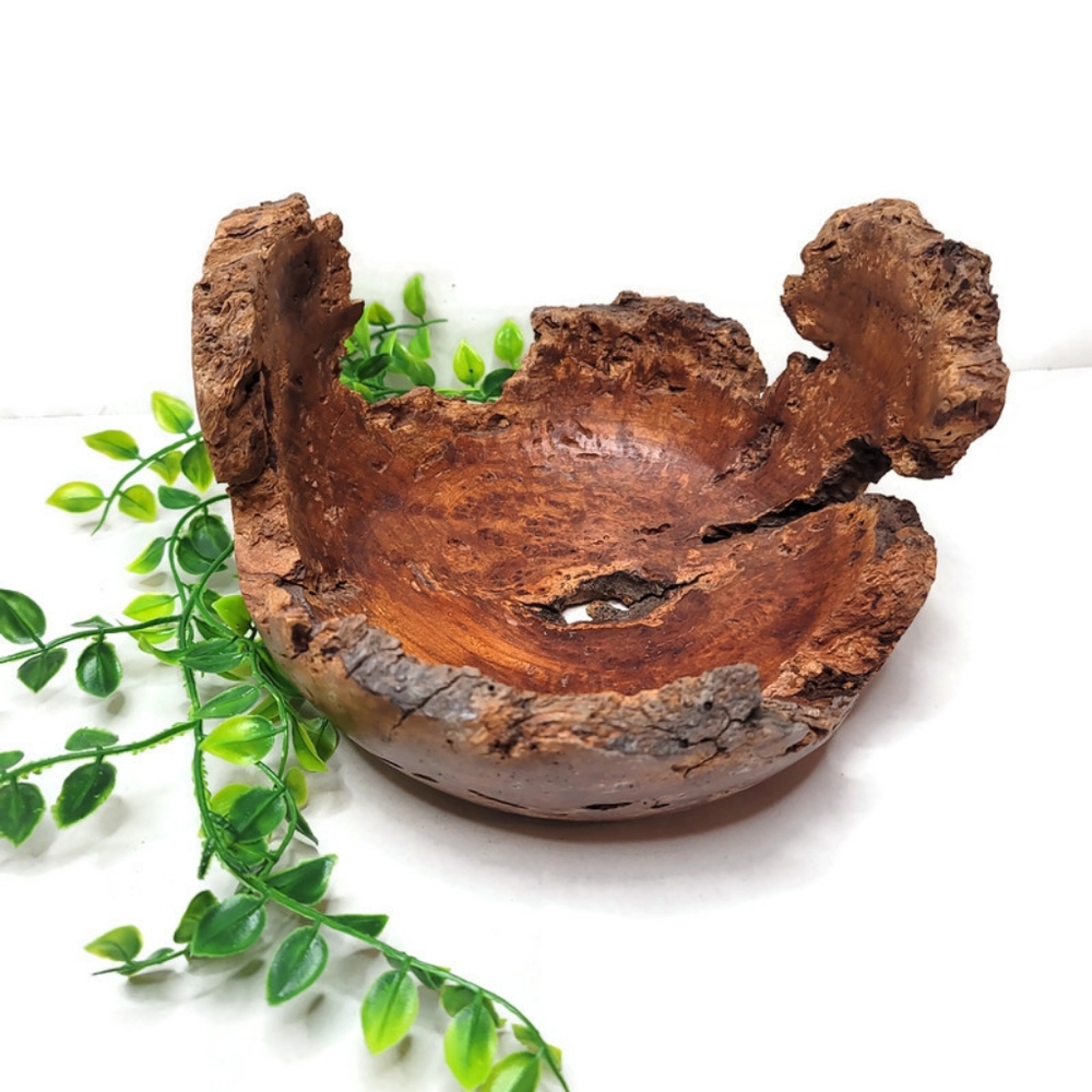 Paul C cherry burl bowl raw edge knots beautiful
